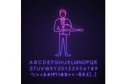 Game show host neon light icon