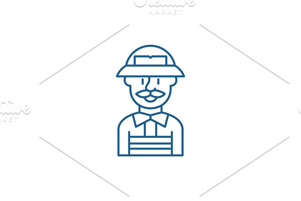 Service engineer line icon concept