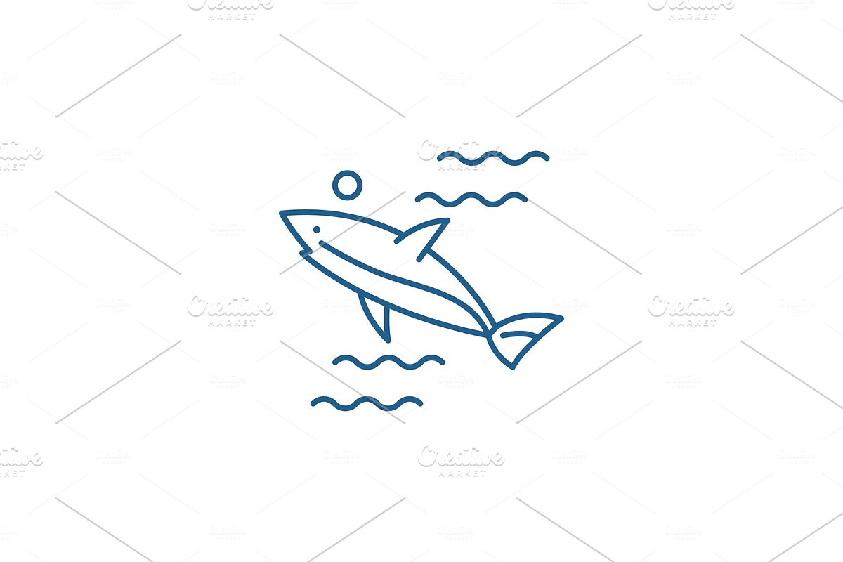 Shark line icon concept. Shark flat in Illustrations - product preview 8