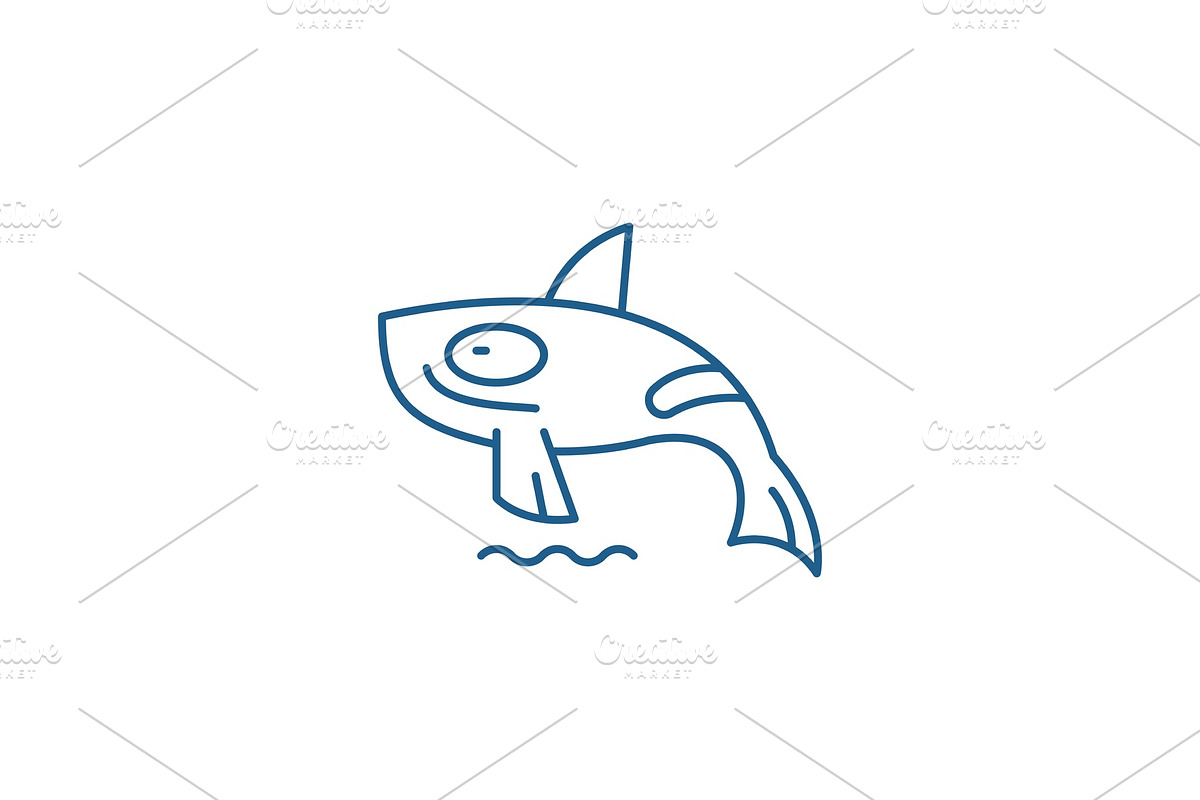 Shark killer whale line icon concept in Illustrations - product preview 8