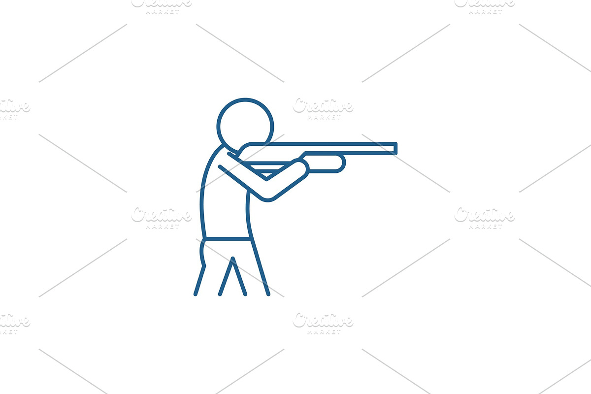 Shooting a gun line icon concept in Illustrations - product preview 8