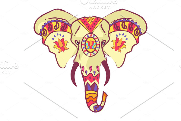Indian Elephant Head with Bright