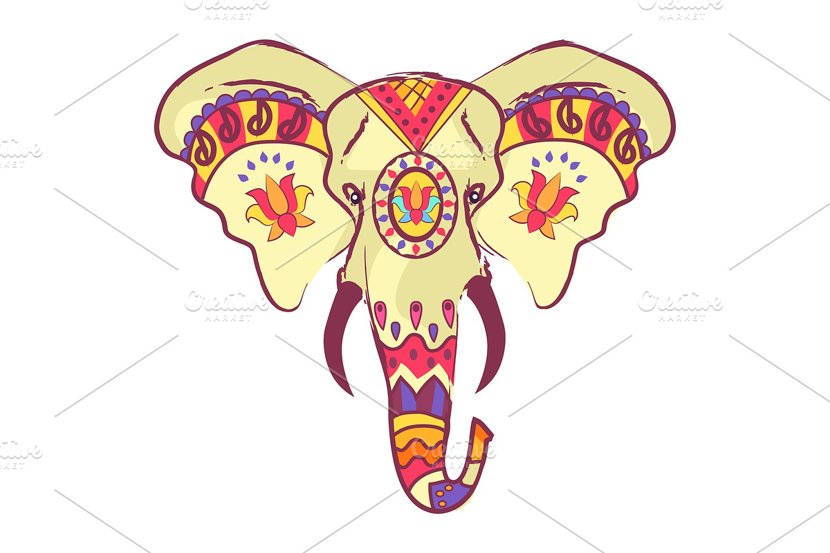 Indian Elephant Head with Bright in Illustrations - product preview 8
