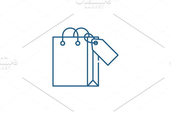 Shopping package line icon concept