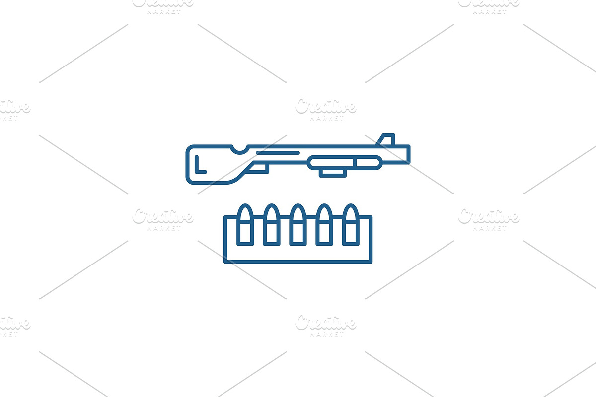 Shotgun and ammo line icon concept in Illustrations - product preview 8