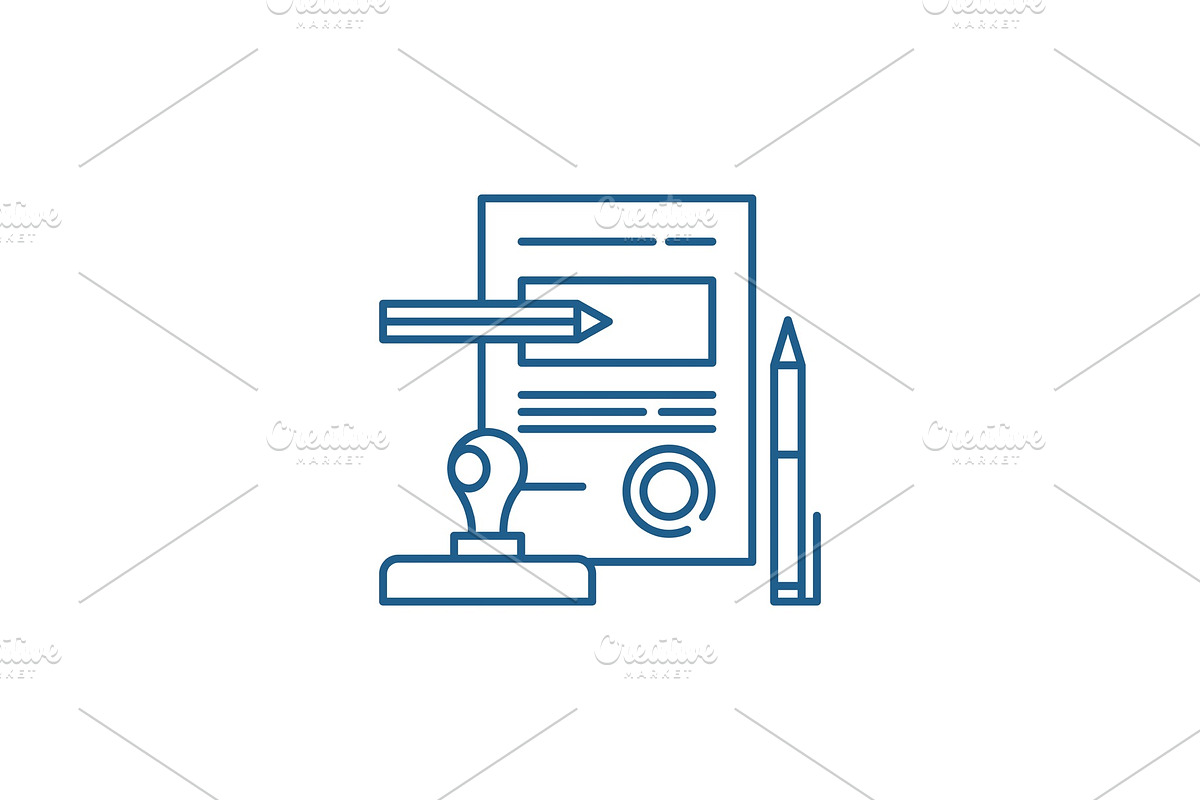 Signing a contract line icon concept in Illustrations - product preview 8