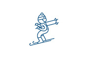 Skiing line icon concept. Skiing