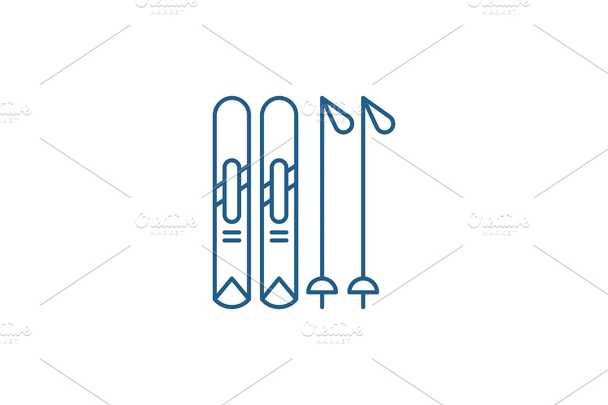 Skiing play line icon concept in Illustrations - product preview 8
