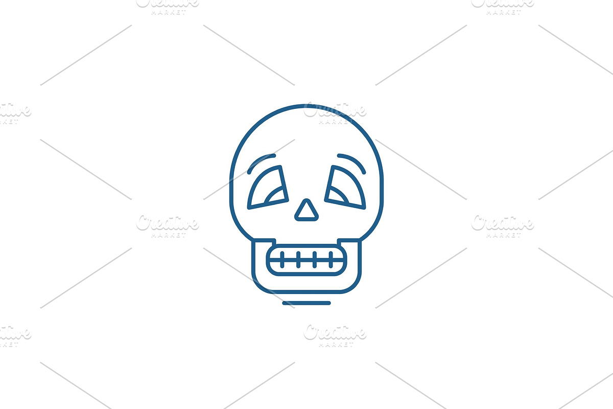 Skull line icon concept. Skull flat in Illustrations - product preview 8