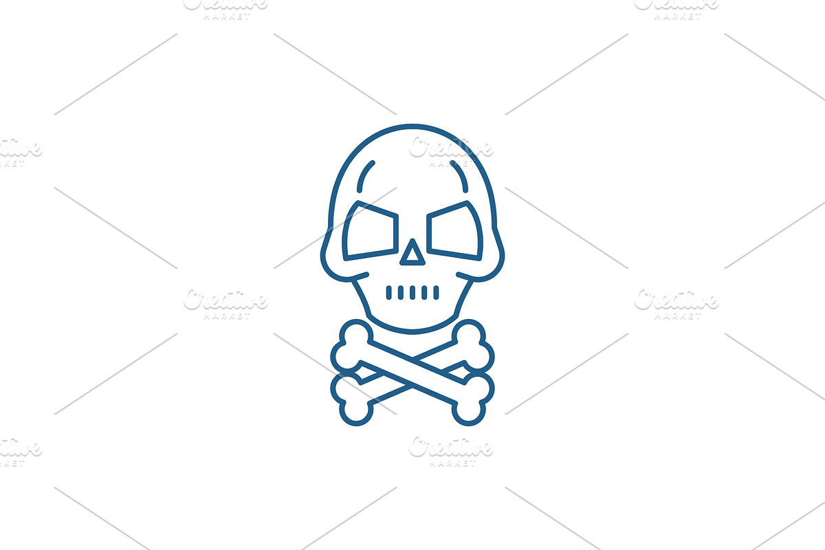 Skull with bones line icon concept in Objects - product preview 8