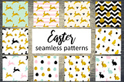 Golden Easter Seamless Patterns