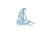 Sports yacht line icon concept