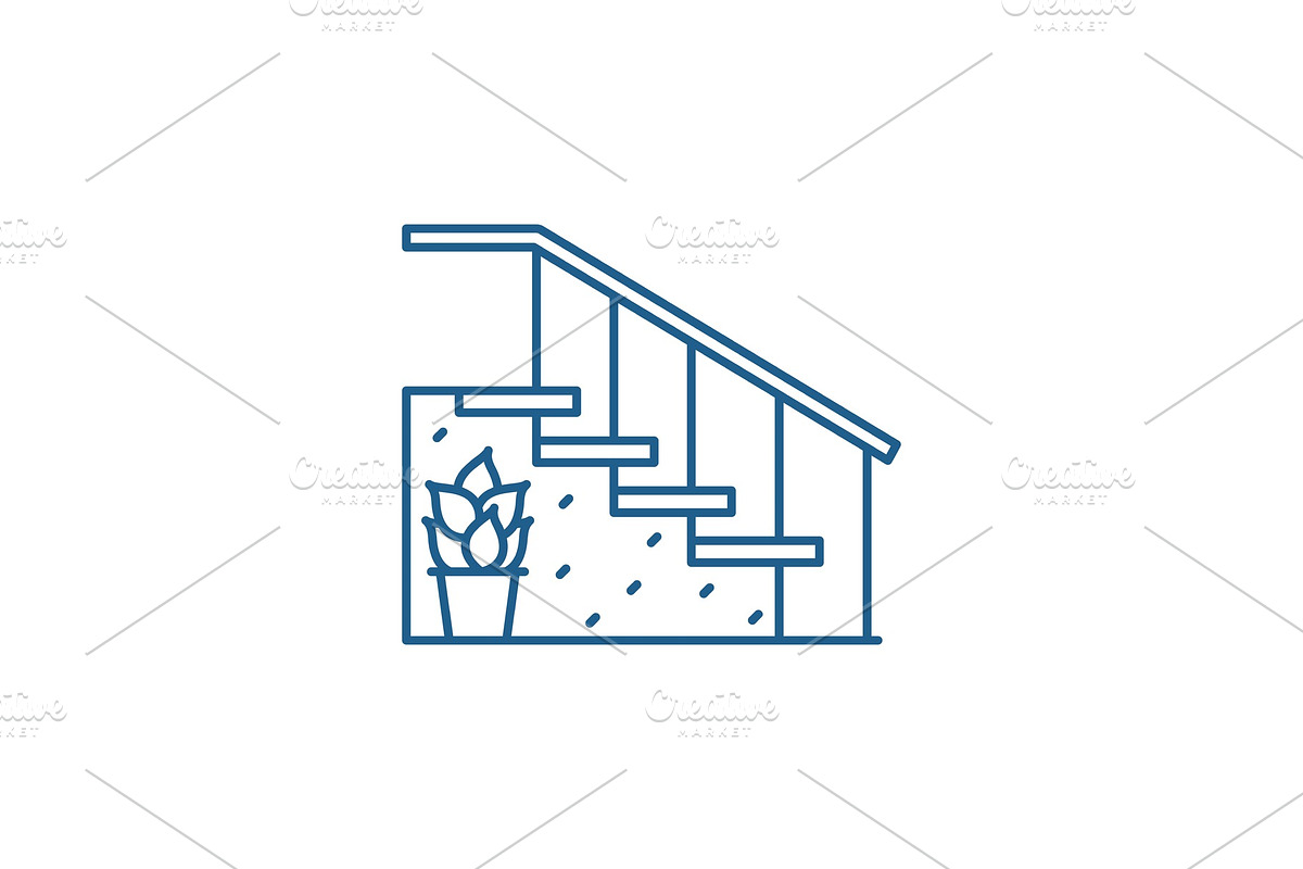 Staircase at the entrance line icon in Illustrations - product preview 8