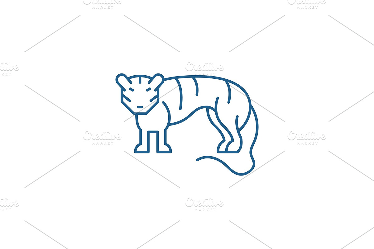 Tiger line icon concept. Tiger flat in Illustrations - product preview 8