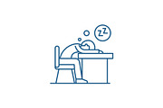 Tired at work line icon concept