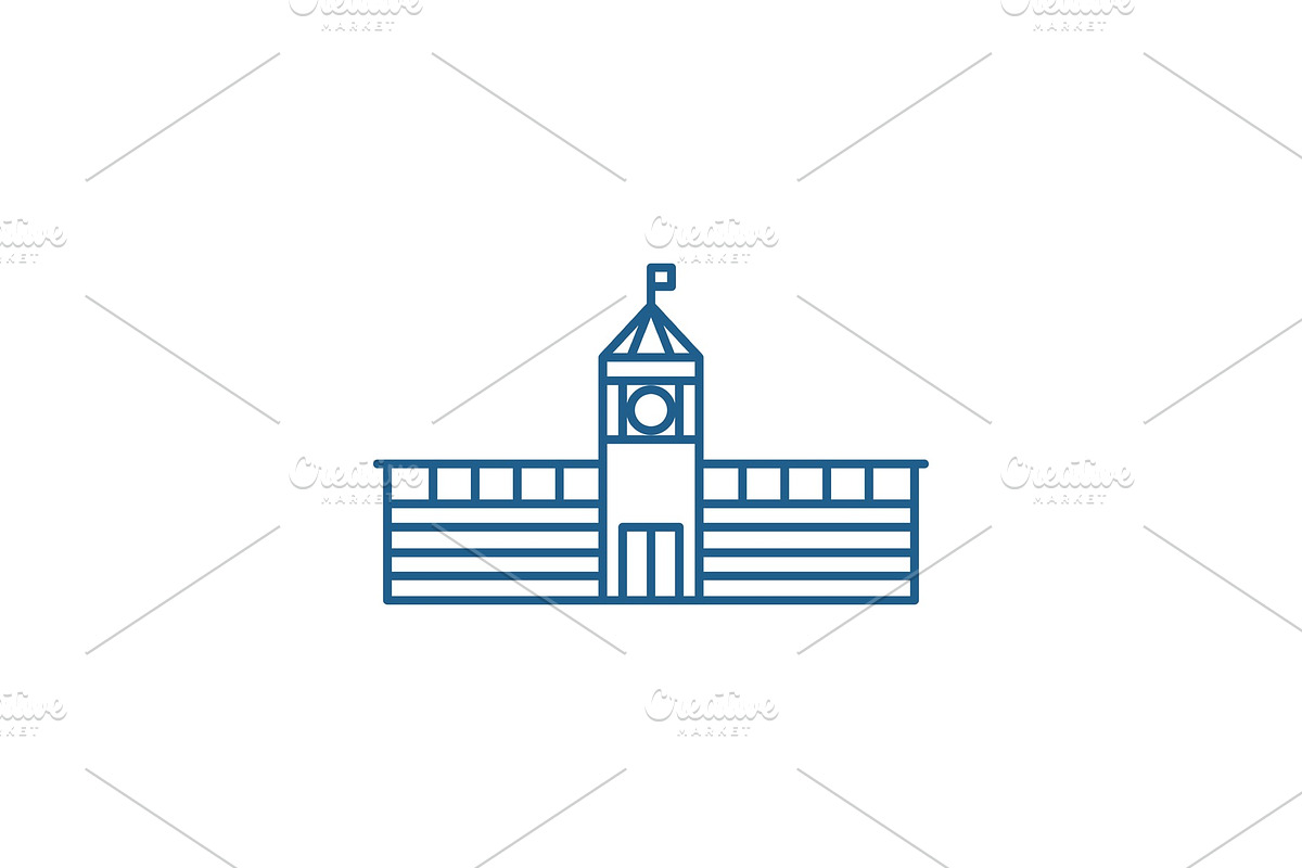 Town hall line icon concept. Town in Illustrations - product preview 8