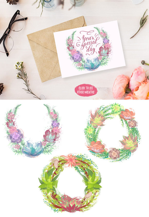 Succulent Joy clipart_SALE 50% OFF in Illustrations - product preview 2