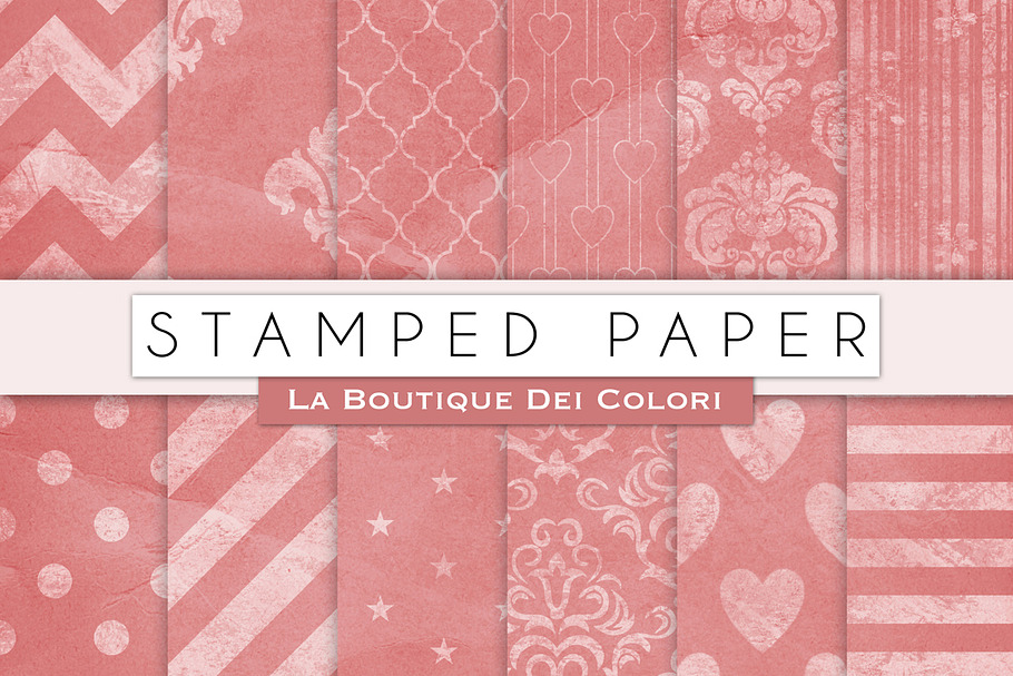 Pink Stamped Digital Papers in Textures - product preview 8
