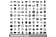 100 shopping icons set in simple