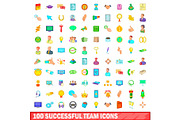 100 successful team icons set