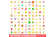 100 victory and awards icons set