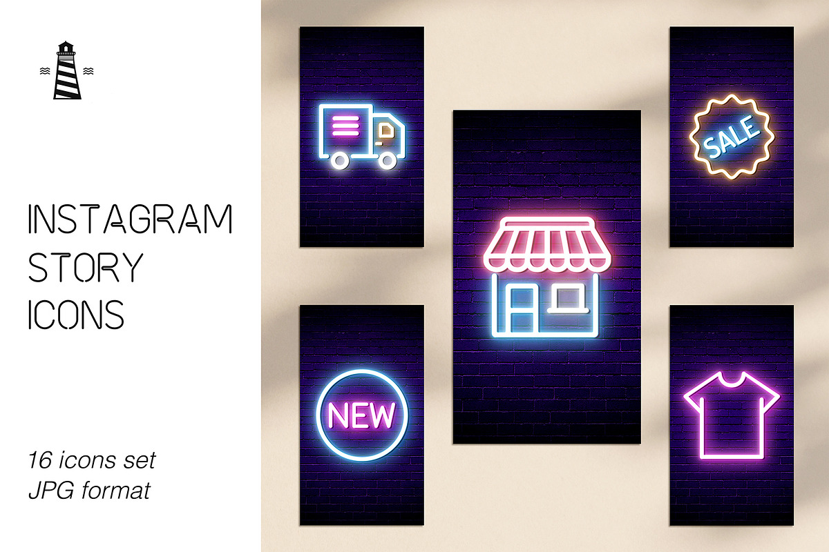 Neon Tubes Instagram Shop Icons in Instagram Templates - product preview 8