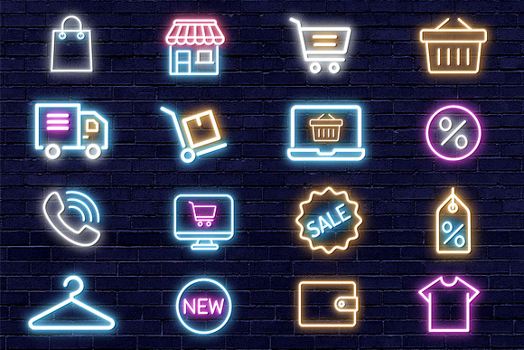 Neon Tubes Instagram Shop Icons in Instagram Templates - product preview 1