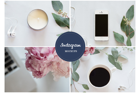 Stock Photo Peonies & Phone Mockups in Instagram Templates - product preview 4