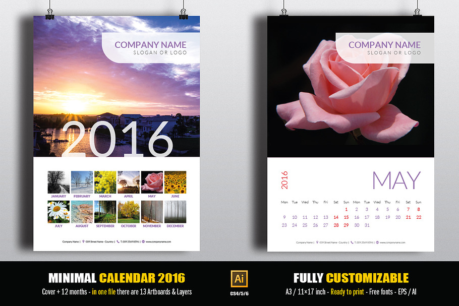 Minimal Calendar 2016