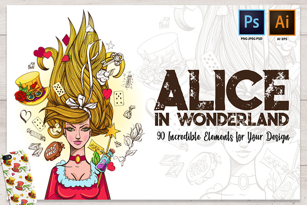 Alice in Wonderland. Big set