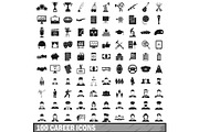 100 career icons set in simple style