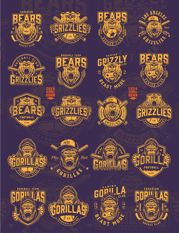 Vintage Sporting Emblems in Icons - product preview 2