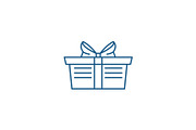 Wrapped gift basket line icon
