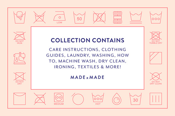 Line Icons – Care Instructions in Laundry Icons - product preview 1