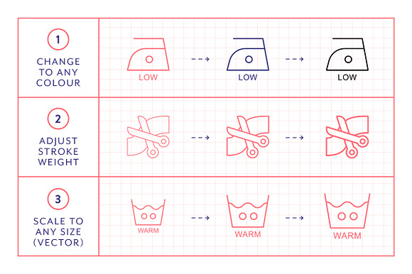Line Icons – Care Instructions in Laundry Icons - product preview 3