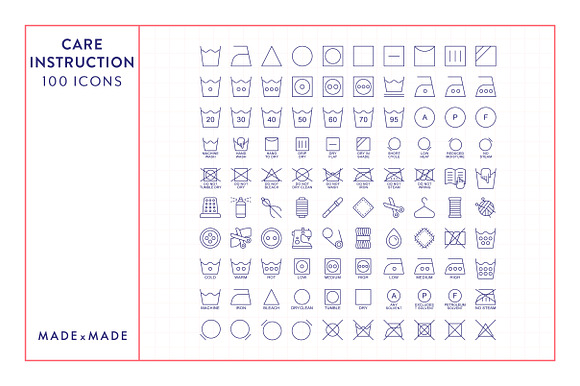 Line Icons – Care Instructions in Laundry Icons - product preview 5