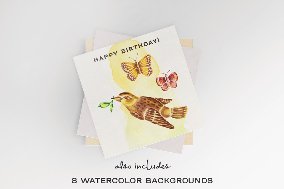 Birds & Plants Watercolor Set in Illustrations - product preview 8
