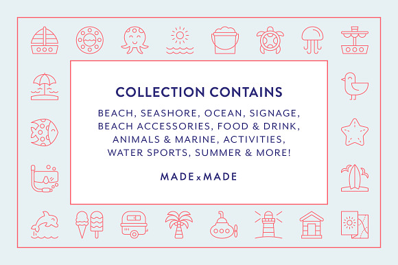 Line Icons – Beach in Beach Icons - product preview 1