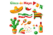 Mexican Cinco de Mayo set of objects