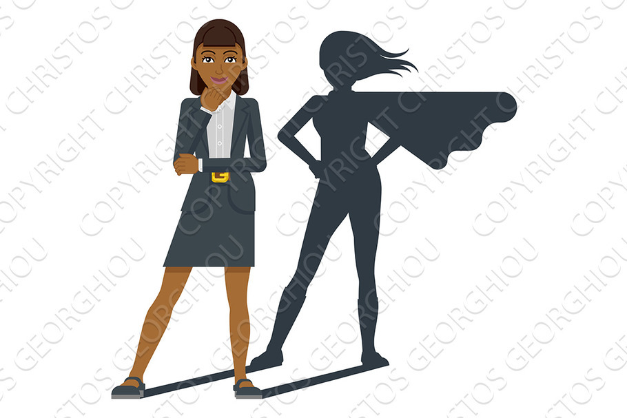 Business Woman Super Hero Shadow in Illustrations - product preview 8