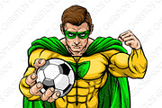 Superhero Holding Soccer Ball Sports