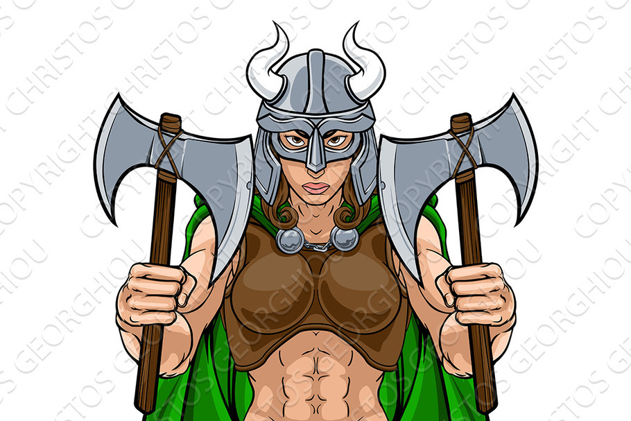 Viking Female Gladiator Warrior in Illustrations - product preview 8