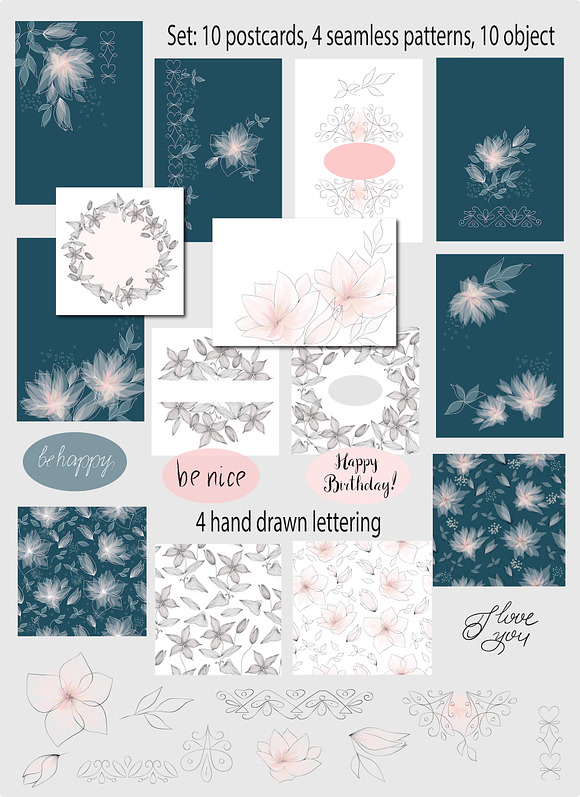 Elegant floral greeting cards in Postcard Templates - product preview 4