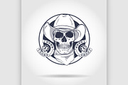 Sketch, skull with cowboy