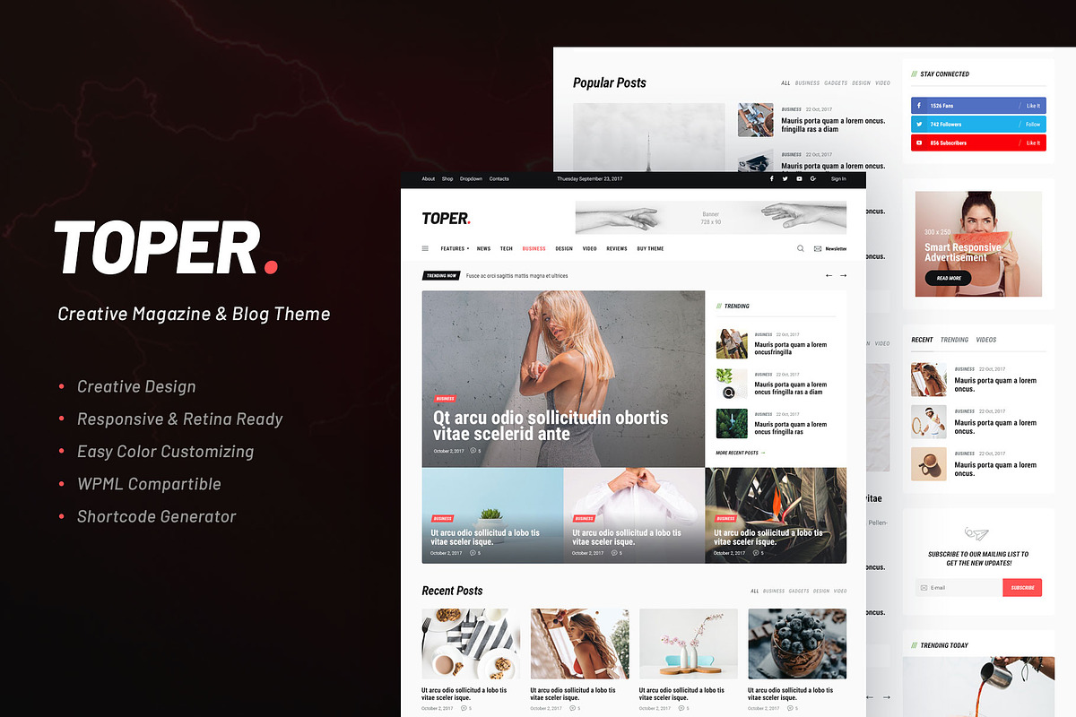 Toper - Magazine & Blog WP Theme in WordPress Magazine Themes - product preview 8