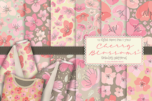 Cherry Blossoms 04 Pink and Peach in Patterns - product preview 2