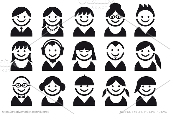 Avatar bundle, 160 vector icons in Avatar Icons - product preview 1