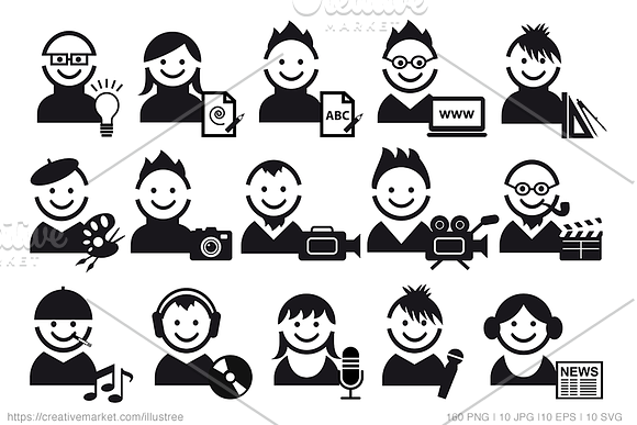 Avatar bundle, 160 vector icons in Avatar Icons - product preview 3