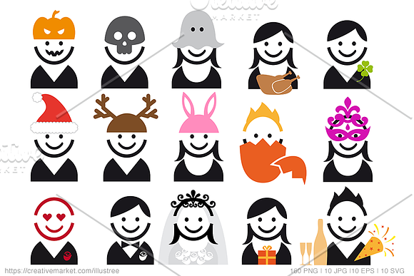 Avatar bundle, 160 vector icons in Avatar Icons - product preview 9