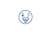 Funny emoji line icon concept. Funny